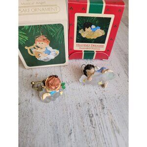 Hallmark heavenly dreamer‎ angel vintage ornament Xmas religious set